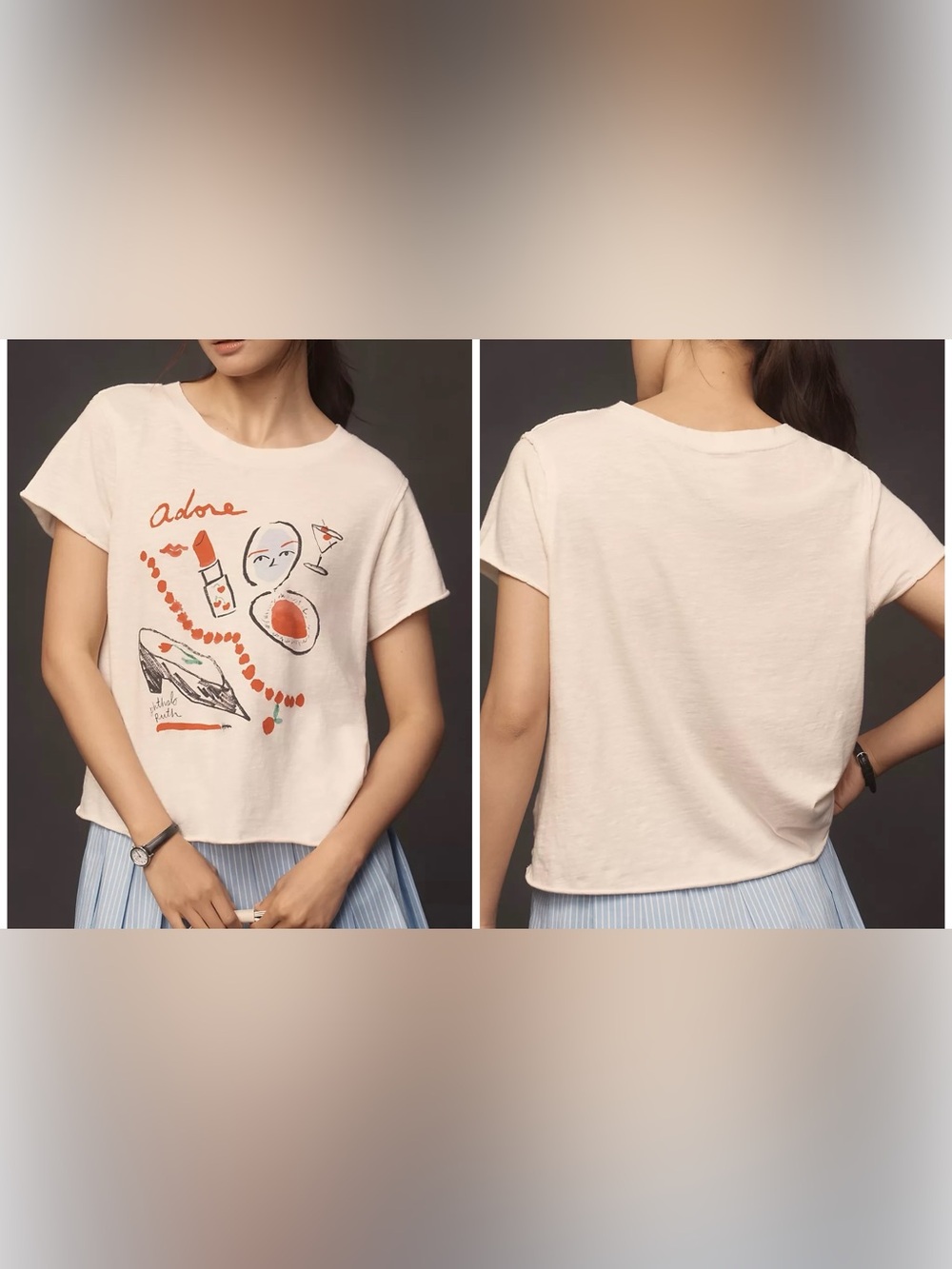 NWOT Anthropologie Maeve Phthalo Ruth Adore Graphic Tee - XL